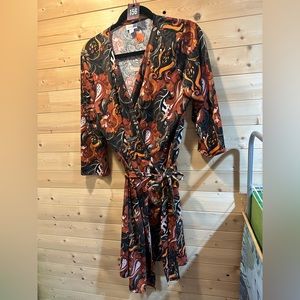LuLaRoe Women's Midi Dress - Black and Orange Swirl